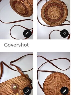 Pristine condition- Brown Woven Round Crossbody Bag
